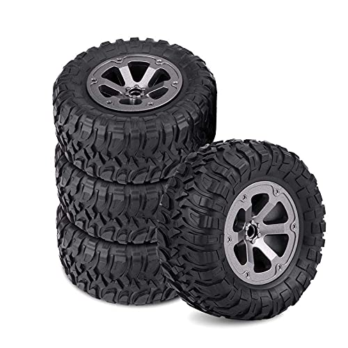 VIFERR RC Crawler Neumáticos, 4 Piezas 1:16 Neumáticos de orugas Neumáticos de Goma para Control Remoto Militaty Car Reemplazo de neumáticos
