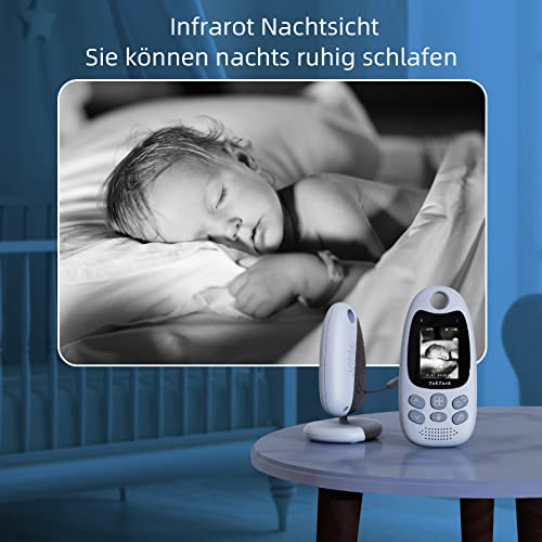 Vigilabebes con Camara, TakTark Inalámbrico Camara Vigilancia Bebe Inteligente Monitor Bebé con LCD 2.0'' y Cámara Visión Nocturna, Comunicación Bidireccional, VOX y Vigilancia de la Temperatura