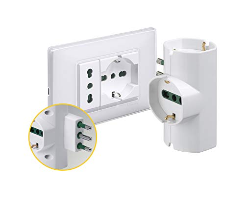 VIMAR RI.00315.B - Adaptador eléctrico múltiple Escalonado Vertical, 3 Tomas universales con protección Infantil Sicury, Enchufe (Grande) estándar Italiano Tipo S17 2P + T 16 A
