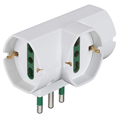 VIMAR RI.00315.B - Adaptador eléctrico múltiple Escalonado Vertical, 3 Tomas universales con protección Infantil Sicury, Enchufe (Grande) estándar Italiano Tipo S17 2P + T 16 A