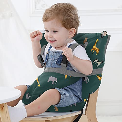 Vine Silla alta de viaje portátil de fácil asiento | ajustable, segura, lavable, funda de asiento para silla alta para niño pequeño | Conveniente silla alta de viaje de tela cabe en tu bolso