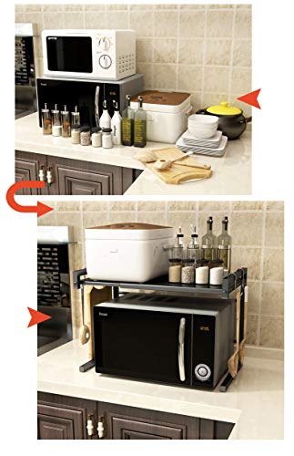 Vinteky Estante de Horno para Microondas, Estantería de Cocina, Ideal para Colgar Multifuncional Organizador Estantería Cocina, Negro