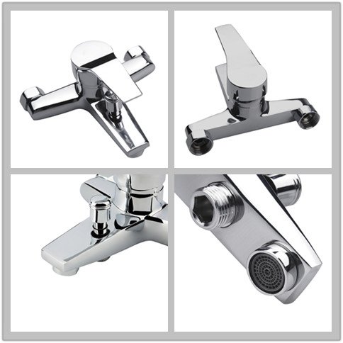 Vinteky Set de Ducha Elegante, Grifo de Bañera, Grifo para Ducha con Alcachofa de Mano (3 Modos), Mezclador Monomando Cromado Baño y Ducha