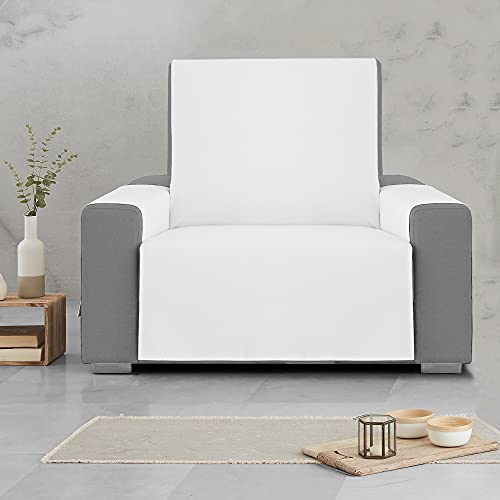 Vipalia Protector Funda Sillon 1 Plaza o Sillon Relax. Fundas para Sofa Loneta Lisa. Comodo Practico Resistente. Algodon Ecologico. Facil Montaje. Calidad Diseño Royale. Color Blanco. 1 Plaza