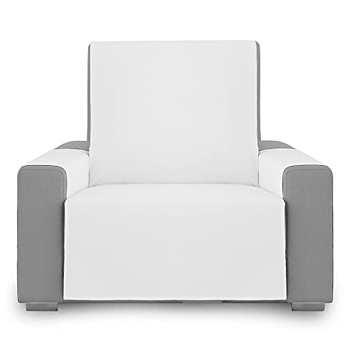 Vipalia Protector Funda Sillon 1 Plaza o Sillon Relax. Fundas para Sofa Loneta Lisa. Comodo Practico Resistente. Algodon Ecologico. Facil Montaje. Calidad Diseño Royale. Color Blanco. 1 Plaza