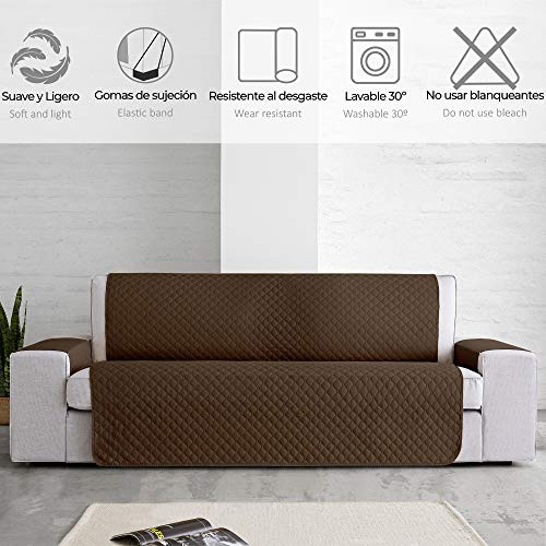 Vipalia Protector Sofa Sillon Relax. Cubre Sofa 1 Plaza. Cubre Sillon reclinable Acolchado Reversible. Fundas para Sofa Antimanchas. Rombos. Color Marrón - Beige. Cubre Sofa 1 Plaza/Relax 55 cm.