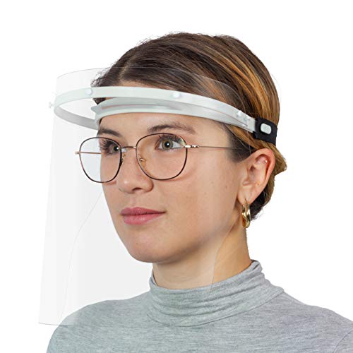 Visera protectora ajustable y reutilizable para portadores de gafas como protección contra salpicaduras y polvo