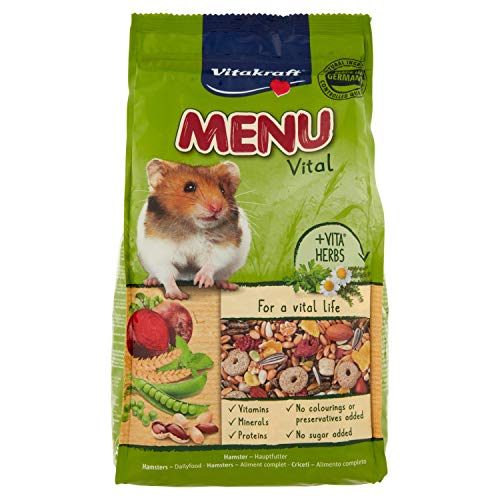 Vitakraft - Menú Premium Vital para Hámsters con Mezcla de Semillas, Frutos Secos y Vegetales, Alimento Principal - 1 kg