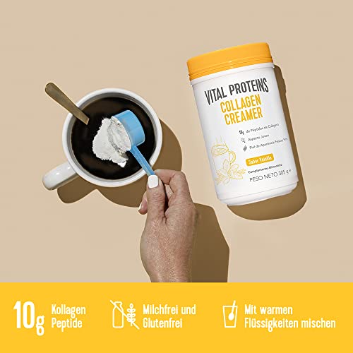 Vital Proteins Crema para Café con Colágeno, Suplemento en Polvo sin Lácteos y con Péptidos de Colágeno, Vainilla, 305g