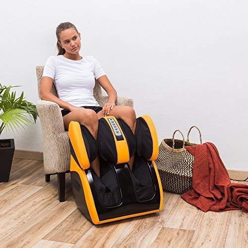 VITALZEN® PLUS Masajeador de pies, piernas, rodillas y muslos - Amarillo (mod. 2021) – Aparato de masaje electrico con presoterapia,calor,amasamiento,reflexología - Garantía 2 Años