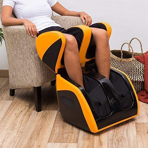 VITALZEN® PLUS Masajeador de pies, piernas, rodillas y muslos - Amarillo (mod. 2021) – Aparato de masaje electrico con presoterapia,calor,amasamiento,reflexología - Garantía 2 Años