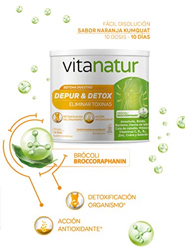 Vitanatur - Depur & Detox, Complemento Alimenticio para Eliminar Toxinas con Brócoli, Alcachofa, Vitaminas y Minerales - Bote de 200 g con dosificador