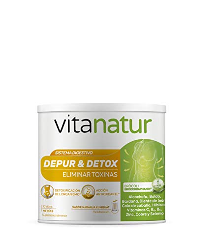 Vitanatur - Depur & Detox, Complemento Alimenticio para Eliminar Toxinas con Brócoli, Alcachofa, Vitaminas y Minerales - Bote de 200 g con dosificador