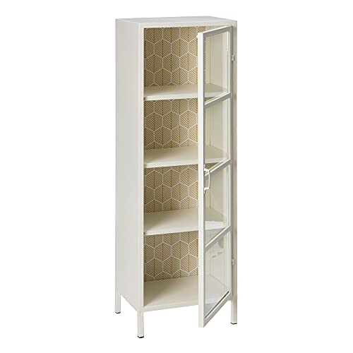 Vitrina de Metal y Cristal Beige de 1 Puerta de 42x30x131 cm - LOLAhome