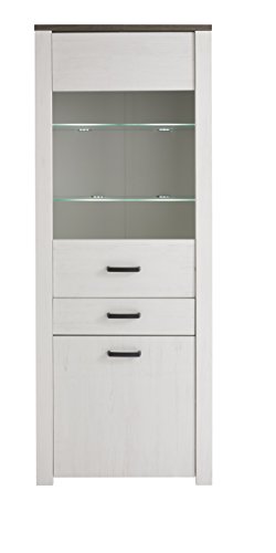 Vitrina salón comedor con puerta y estantes cristal cajón y armario 194x75 cm