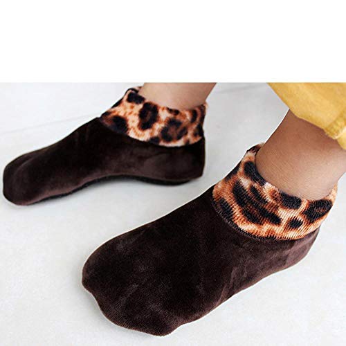 VJGOAL Niño Invierno Cálido engrosamiento Cama casera transpirable Calcetín suave Antideslizante Elástico Piso Calcetines Zapatilla(Un tamaño,Café)