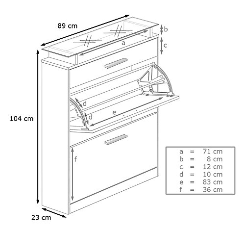 Vladon Gabinete para Zapatos Loret, Cuerpo en Negro Mate/Frente en Roble áspero