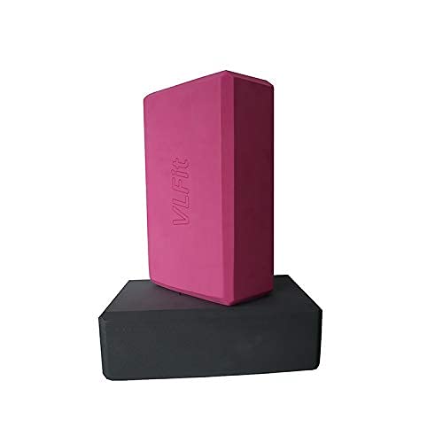 VLFit Juego de 2 Espuma EVA Bloques de Yoga (2 Piezas) (Gris y Rosado)