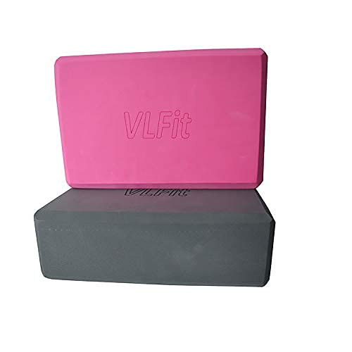 VLFit Juego de 2 Espuma EVA Bloques de Yoga (2 Piezas) (Gris y Rosado)