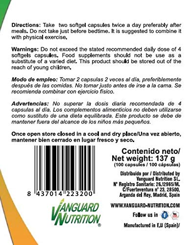 VN Comp | CLA | 1000mg | Termogénico | Ácido Linoleico Conjugado | Destruye las Células Grasas y Favorece el Crecimiento Muscular | Controla los Niveles de Colesterol y Triglicéridos | 100 Cápsulas