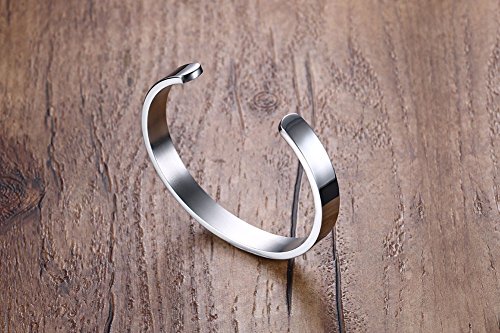 VNOX Grabado Libre de Acero Inoxidable de Alerta médica identificador Brazalete de Brazalete Abierto Brazalete,64.5 mm de diámetro