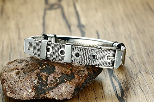 VNOX Nombre Personalizado de Acero Inoxidable Grabable ID de Alerta Médica Ice Pulsera Ajustable Sos Emergencia Personalizada para Hombres Mujeres