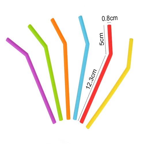 Voarge 6 Piezas Pajitas reutilizables silicona grado alimenticio con 2 Cepillos, para Yogur Batidos Jugo Café Cóctel Niños Adultos