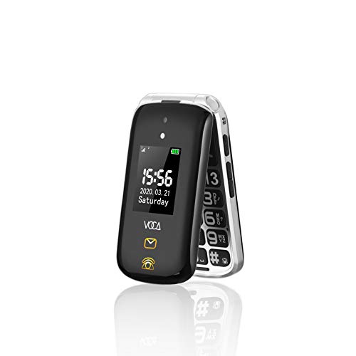 VOCA 3G V533 Teléfono Móvil Simple para Ancianos con Teclas Grandes,SOS Botones, predecir Texto, ácil de Usar telefonos basicos para Mayores (Plata Negro)