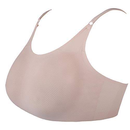 Vollence Sujetador de Bolsillo de Malla Ajustable Sostiene Formas de Seno de Silicona Inserciones Sujetador para mastectomía Prótesis Paciente Aparador Cruzado - Desnudo