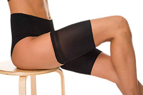 Voqeen Bandas de Elásticas elástico Anti-Chafing Bandas para Hombre y Mujer Muslo Previene las Rozaduras Bandas Antirozaduras Muslos (Negro+Skin,B:58-63CM)