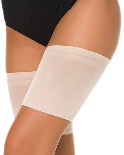 Voqeen Bandas de Elásticas elástico Anti-Chafing Bandas para Hombre y Mujer Muslo Previene las Rozaduras Bandas Antirozaduras Muslos (Negro+Skin,B:58-63CM)