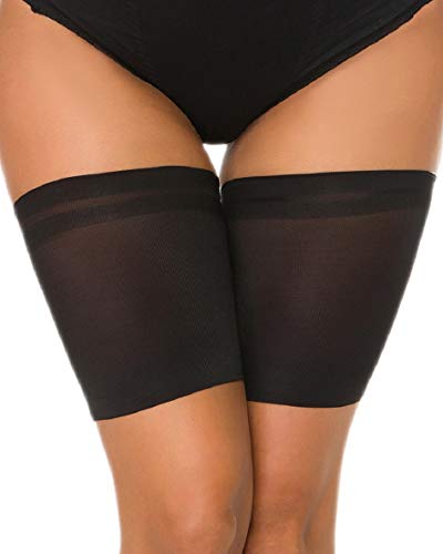 Voqeen Bandas de Elásticas elástico Anti-Chafing Bandas para Hombre y Mujer Muslo Previene las Rozaduras Bandas Antirozaduras Muslos (Negro+Skin,B:58-63CM)