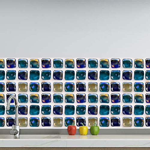 VOSAREA 6 Piezas Pegatinas de Azulejos 3D Etiqueta de la Pared Papel Pintado Cocina Protector contra Salpicaduras baño extraíble azulejo Escalera elevadores calcomanías decoración