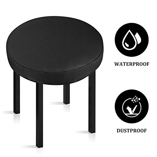 VOSAREA - Funda de cojín de asiento, taburete elástico, grueso, funda de taburete, práctico protector de silla redondo suave para tienda, casa – Negro (diámetro 30 cm)