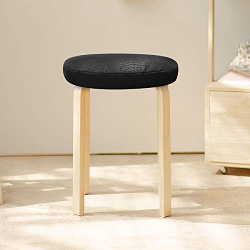 VOSAREA - Funda de cojín de asiento, taburete elástico, grueso, funda de taburete, práctico protector de silla redondo suave para tienda, casa – Negro (diámetro 30 cm)