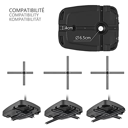 VOUNOT Base para Sombrilla, HDPE Pie Soporte Parasol o Paraguas, llenar con Arena o Agua 60 kg, para Jardin Patio Terraza, Negro