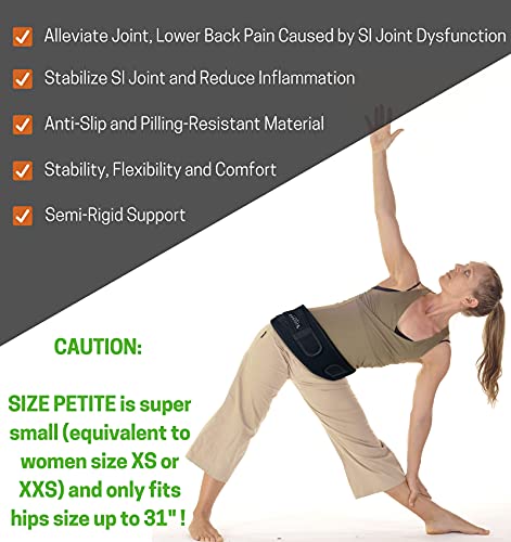 Vriksasana Posture Cinturón de cadera sacroilíaco para mujeres y hombres que alivia el dolor ciático, pélvico, lumbar, de piernas y del nervio sacro causado| (Negro, Regular)
