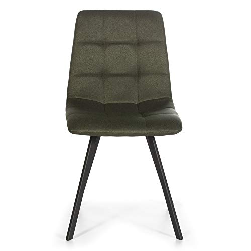 VS Venta-stock Set de 2 sillas Comedor Mila tapizadas Verde, certificada por la SGS, 58 cm (Ancho) x 45 cm (Profundo) x 86 cm (Alto)