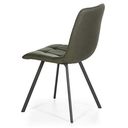 VS Venta-stock Set de 2 sillas Comedor Mila tapizadas Verde, certificada por la SGS, 58 cm (Ancho) x 45 cm (Profundo) x 86 cm (Alto)