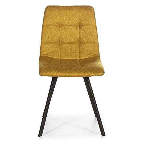 VS Venta-stock Set de 4 sillas Comedor Mila tapizadas Mostaza, certificada por la SGS, 58 cm (Ancho) x 45 cm (Profundo) x 86 cm (Alto)