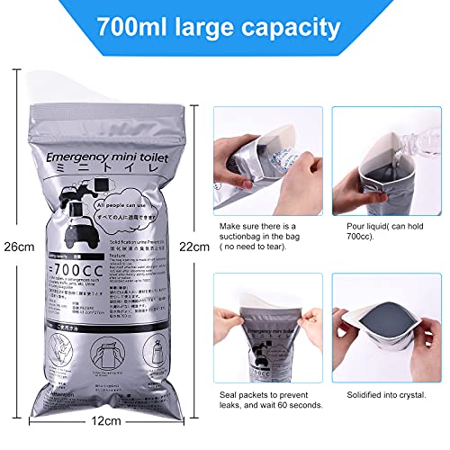 WADEO Inodoro portátil plegable para exteriores, con dispositivo de orina para mujeres, bolsa desechable, bolsa de almacenamiento para senderismo, camping y viajes de larga distancia.