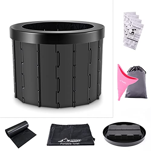 WADEO Inodoro portátil plegable para exteriores, con dispositivo de orina para mujeres, bolsa desechable, bolsa de almacenamiento para senderismo, camping y viajes de larga distancia.