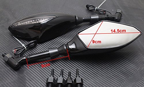 WASTUO Indicador de la motocicleta universal de 10 mm 8 mm espejos retrovisores laterales integrados LED señales de vuelta de Ajuste para motos de calle crucero Scooters