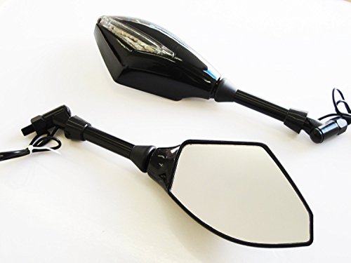 WASTUO Indicador de la motocicleta universal de 10 mm 8 mm espejos retrovisores laterales integrados LED señales de vuelta de Ajuste para motos de calle crucero Scooters