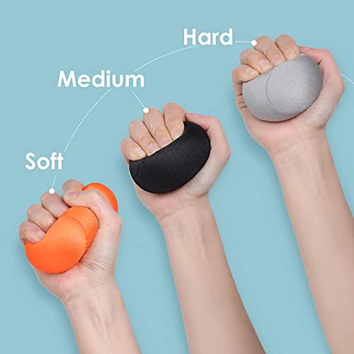 WD&CD 3 Piezas Anti estrés Bolas, Pelota de Agarre, Pelota Antiestres, Pelota Rehabilitacion Mano, Ideal para Rehabilitación Física y Fortalecedor de Agarre, 3 Colores, 3 Durezas