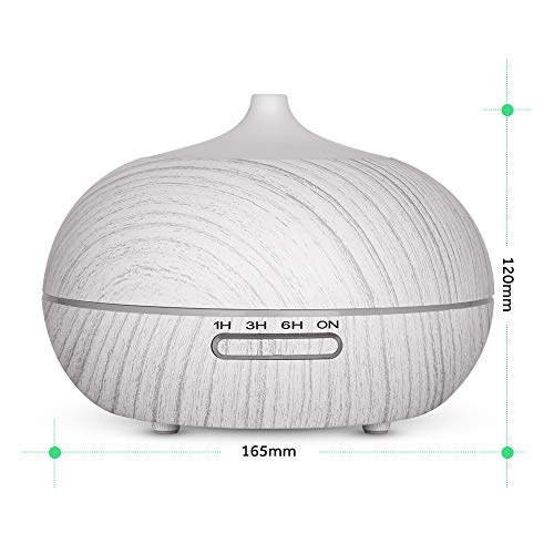 WD&CD Humidificador Aromaterapia Ultrasónico [300ML]， 7-Color LED, 3 Ajuste de Tiempo， Mudo Difusor de Aceites Esenciales de luz para Bebes, Hogar, Oficina,Dormitorio —Blanco