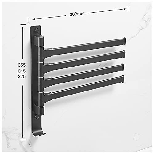 WDDLD Toalleros, Toallero BañO, Toallero Pared, Accesorios De BañO, Toallero Giratorio, Soporte para BañEra, Toallero De Pared, Toallero Basculante con 4 Varillas Giratorias, Cocina, BañO, Aseo
