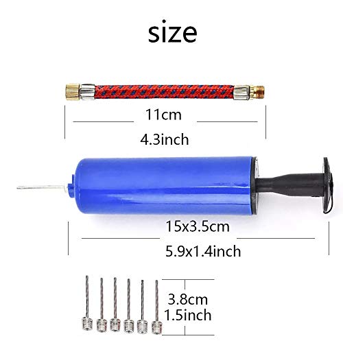 WDEC Bomba Manual De Bolas De Aire con 7 Agujas, 1 Boquilla y 1 Adaptador, Utilizada para Baloncesto, Fútbol, Voleibol, Rugby, Natación, Pelotas De Yoga, etc, Bomba De Bola Portátil