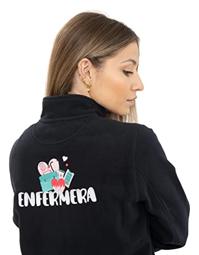 WEARK Forro Polar Enfermera Sudadera Bordado Bolsillos Colores Suave Tacto Mujer (S)