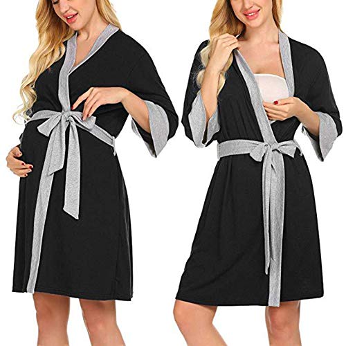 Webuyii Túnica de enfermería de maternidad 3 en 1 parto de trabajo de enfermería camisón Hospital Lactancia Albornoces